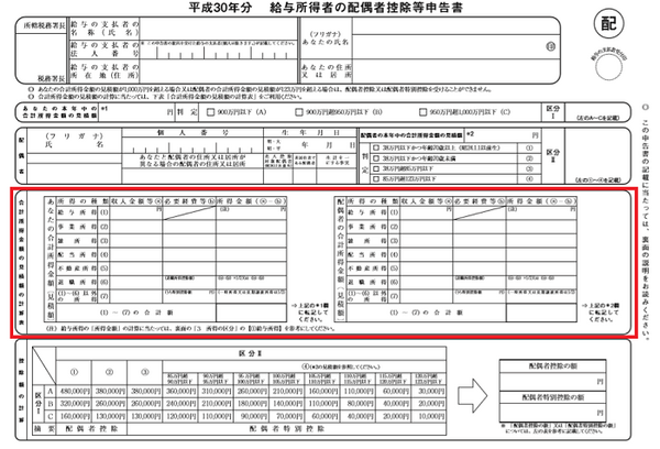 平成30年の年末調整から提出する「配偶者控除等申告書」夫婦の所得見積も必要なので早めの理解を！(2)