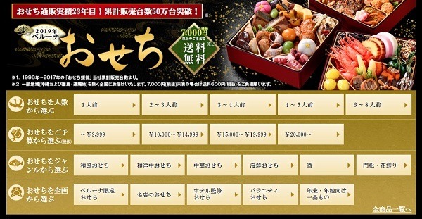 ベルーナの豊富なおせち