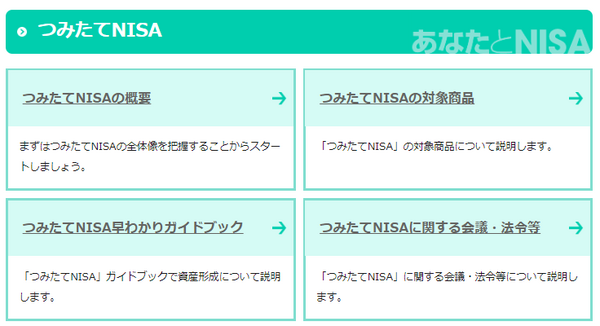 金融庁　NISA特設ウエブサイト
