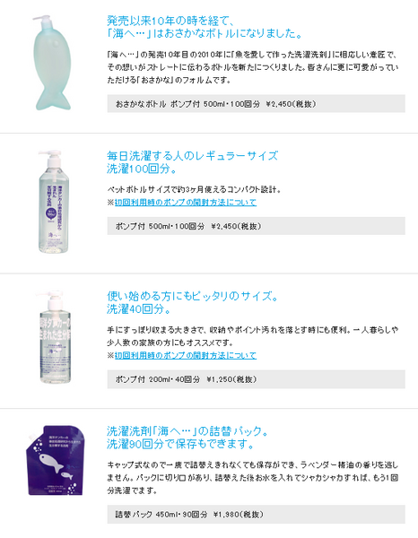 洗濯用洗剤の商品