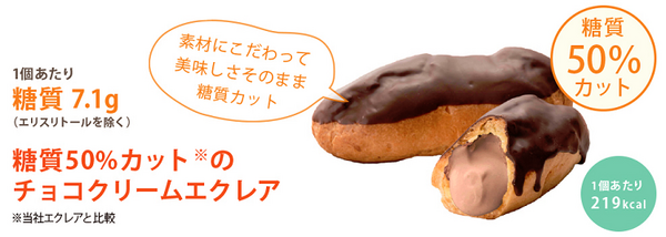 糖質50％カットのチョコクリームエクレア