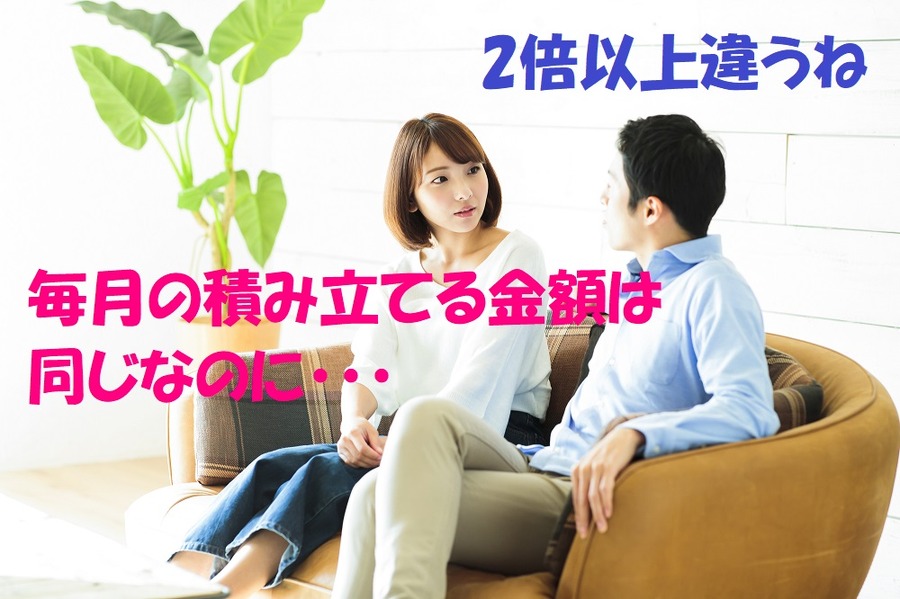 毎月の積み立てる金額は同じなのに倍以上かわってきます