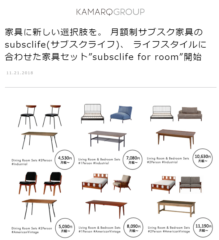 月額制サブスク家具