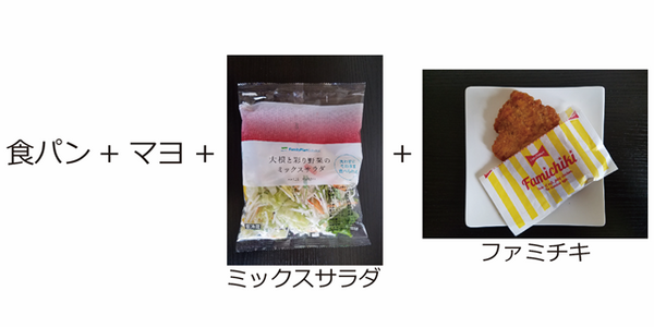 ファミチキと野菜の満腹オープンサンド