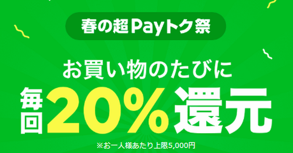 お買い物のたびに20％還元