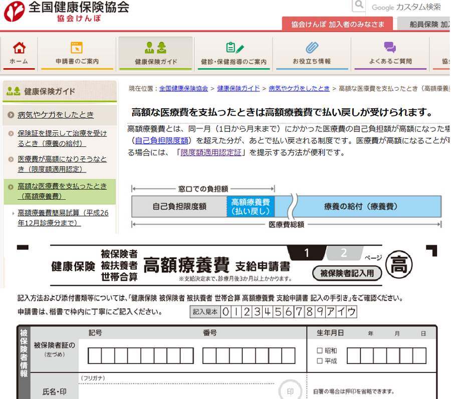高額療養費支給申請
