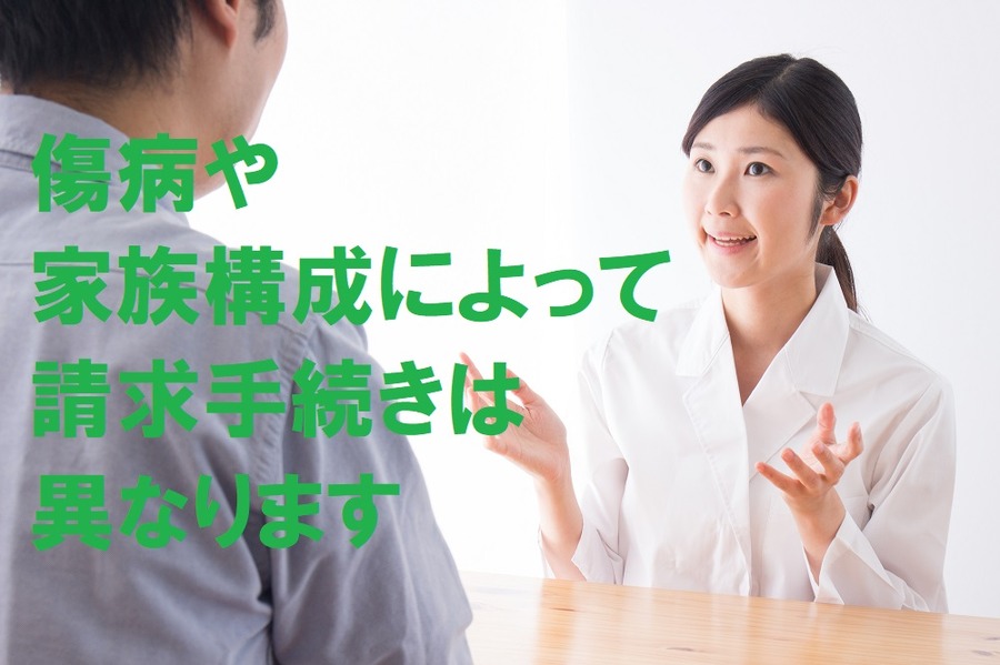傷病や家族構成により請求手続きは異なります