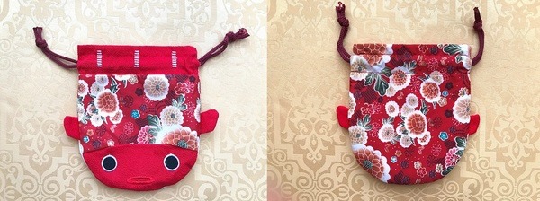 和布の金魚の巾着オモテとウラ