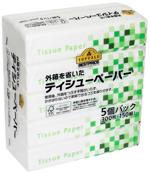 外箱を省いたティッシュペーパー
