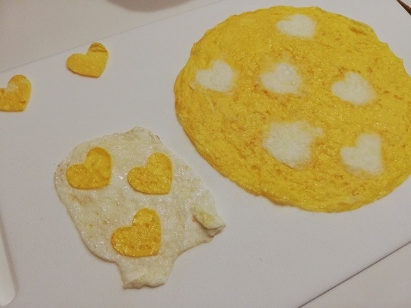 白身と黄身のハートがかわいい