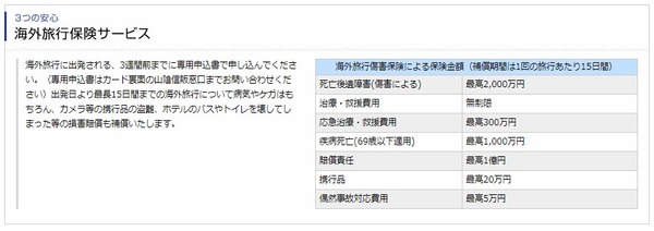 リボンカードは海外旅行保険が付帯