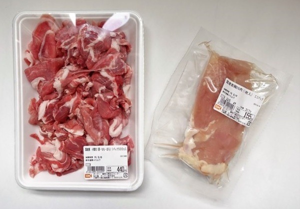 オーケーストアの鶏むね肉と豚小間切れ