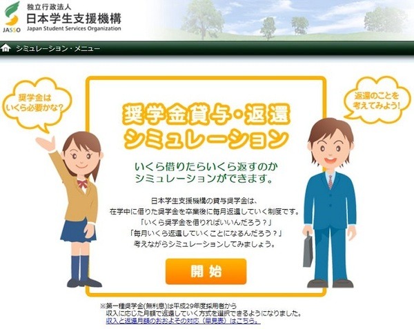 奨学金貸与返済シミュレーション