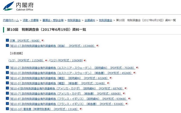 内閣府ホームページ税制調査会海外調査報告
