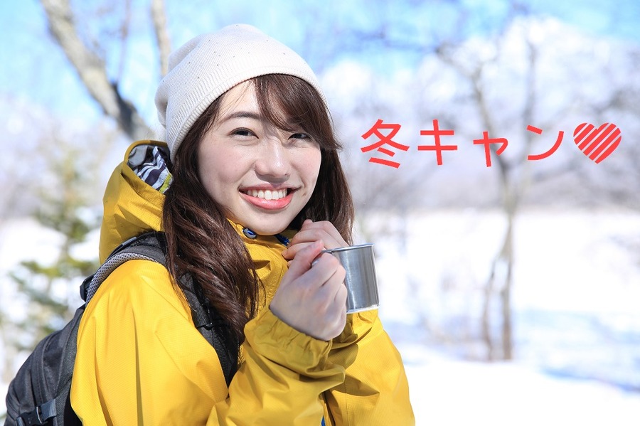 雪景色と女性
