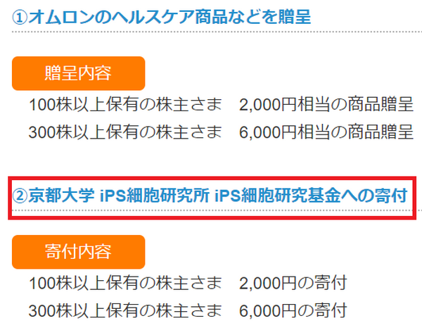 オムロンの株主優待