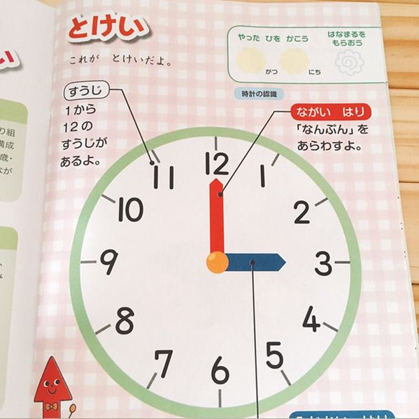 時計はどんなものかを絵で覚えます