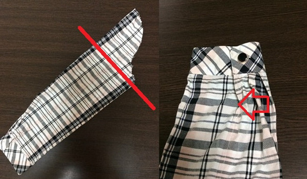 袖の上部を、まっすぐになるようにカット
