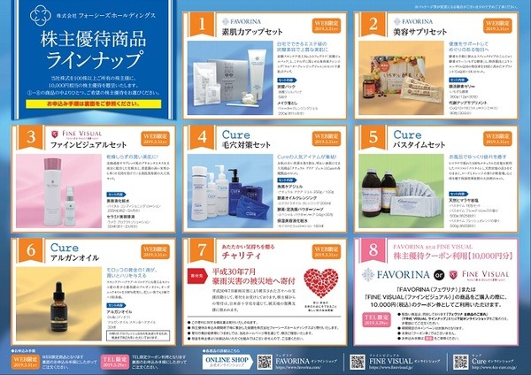 2018年株主優待商品ラインナップ
