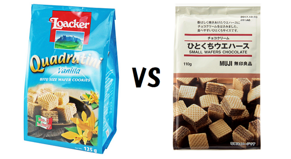 ローカークワドラティーニ対ひとくちウエハース