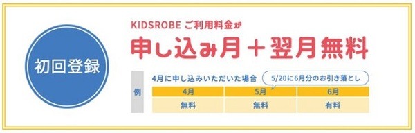 KIDSROBEは、初月翌月無料