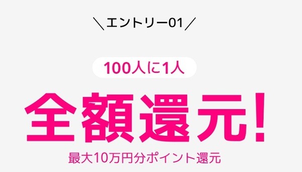 100人に1人あたる全額還元