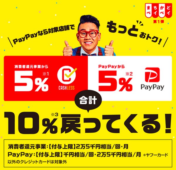 「まちかどペイペイ第1弾」合計10％戻ってくるキャンペーン