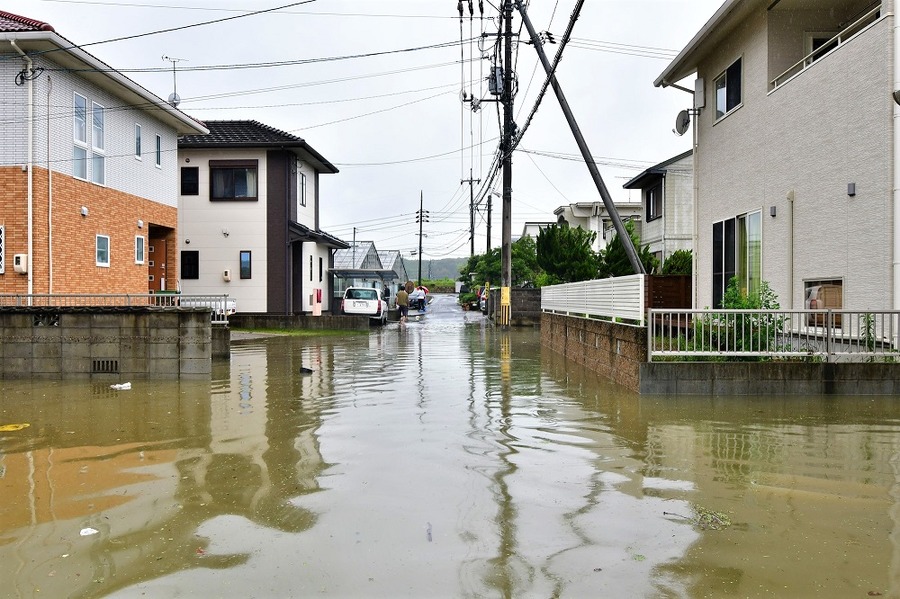 浸水した住宅地
