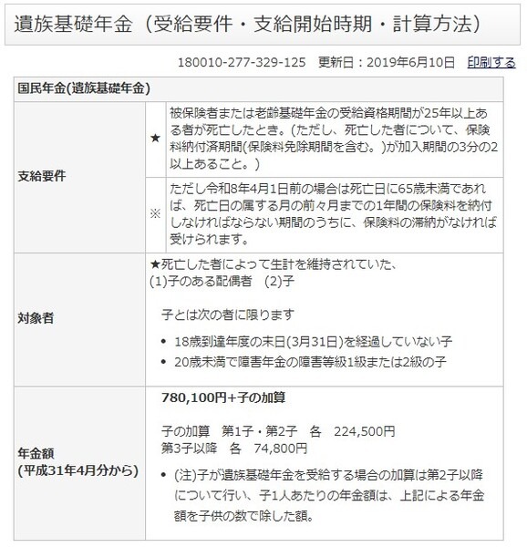 遺族基礎年金計算方法