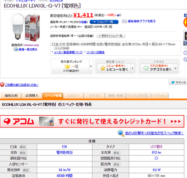 LEDライト VS 蛍光灯　結局節約になるのか、ならないのか
