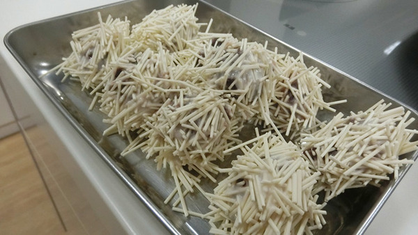 毬栗（いがぐり）饅頭の途中経過