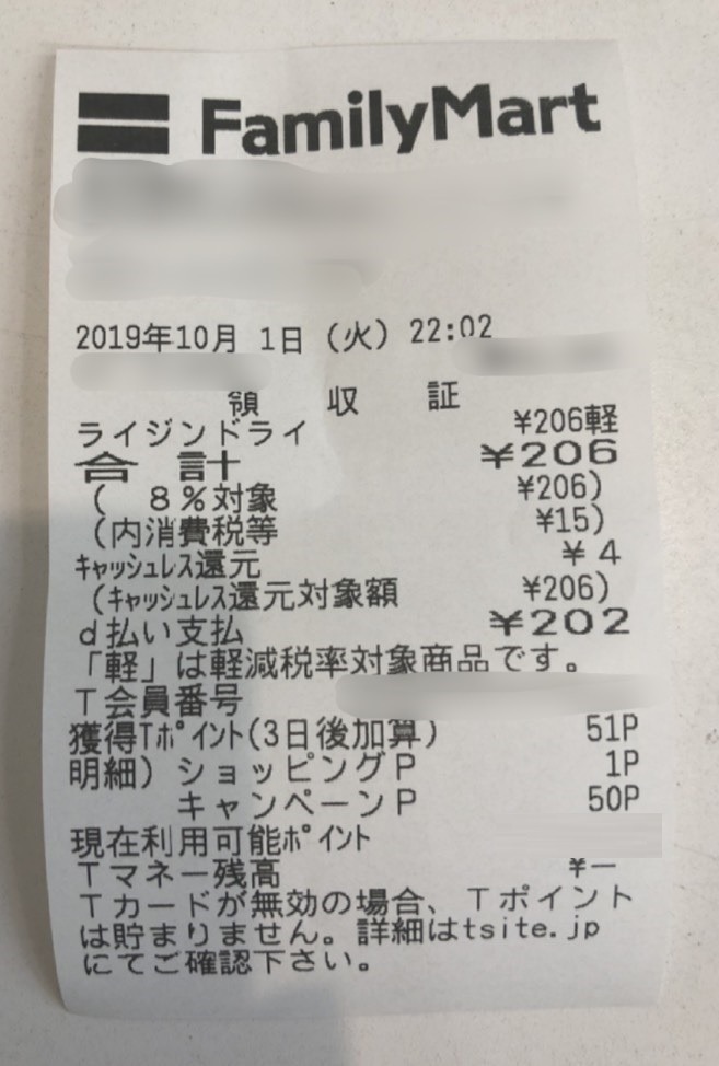 レシートの撮影
