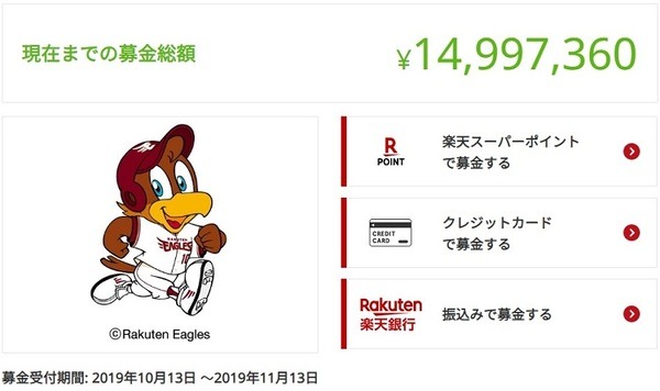 楽天のクラッチ募金について