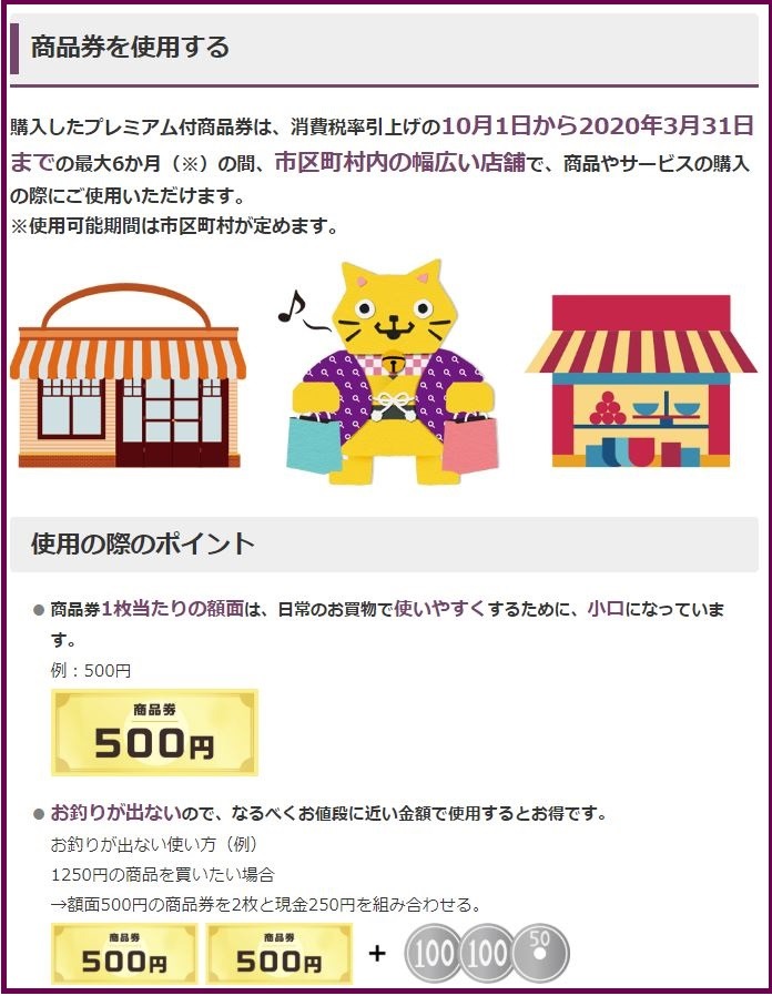 プレミアム付商品券使用時のポイント