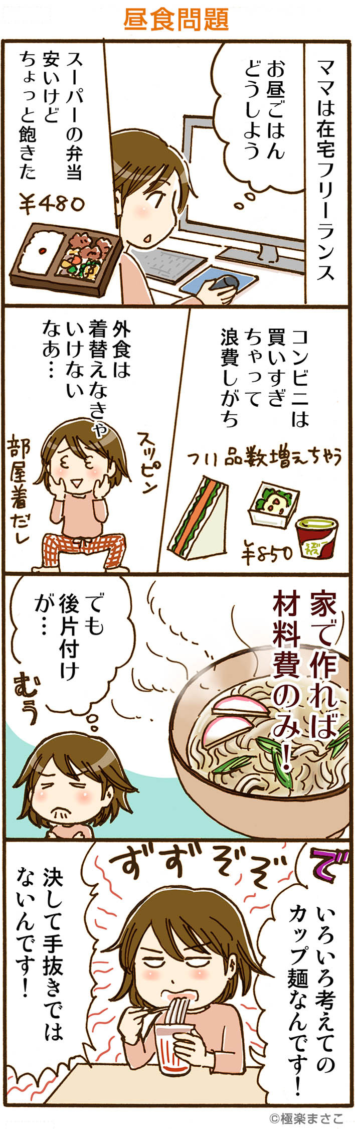 昼食問題の4コマ漫画