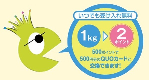 リサイクルでクオカードをもらう