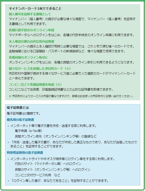 マイナンバーカードでできること