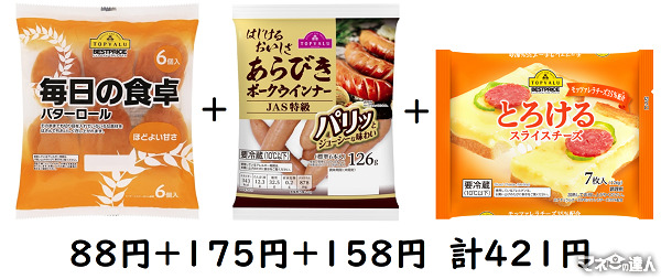 【安くても良質】お値段以上「トップバリュ」の魅力　パン+ウインナー+チーズだけでも200円以上の差