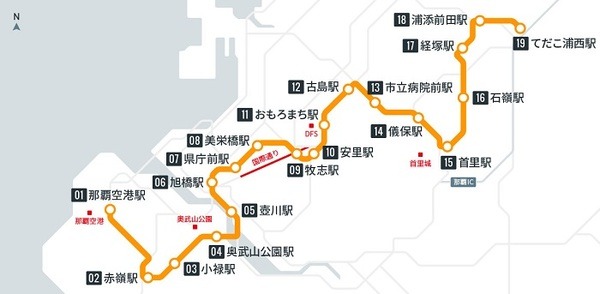 ゆいレールの路線図