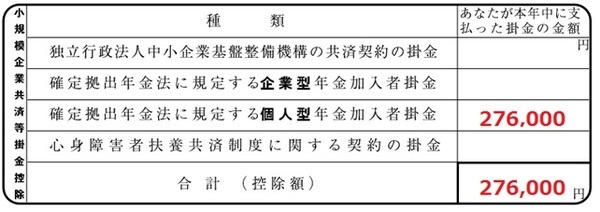 iDeCo掛金記入例