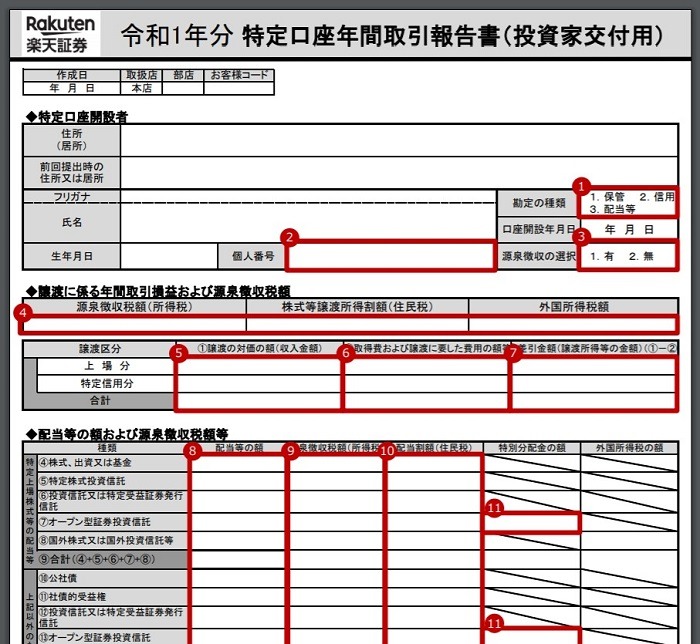 特定口座年間取引報告書