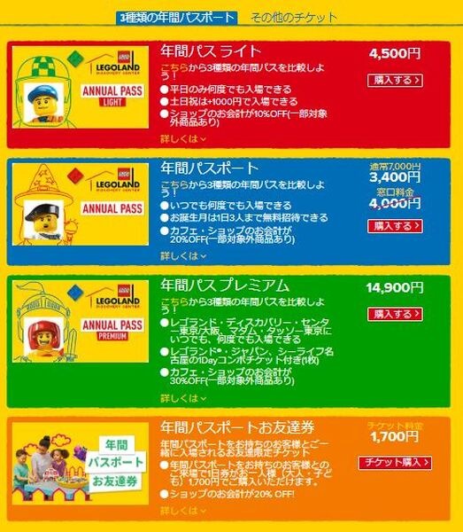 レゴランド公式サイトで年間パスポートを購入