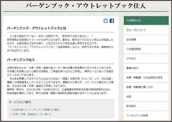 バーゲンブック、アウトレットブック