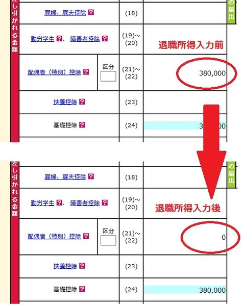 配偶者控除の減額を確認します