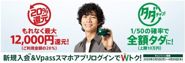 50分の1の確率で買物利用分が無料になるチャンスもあります