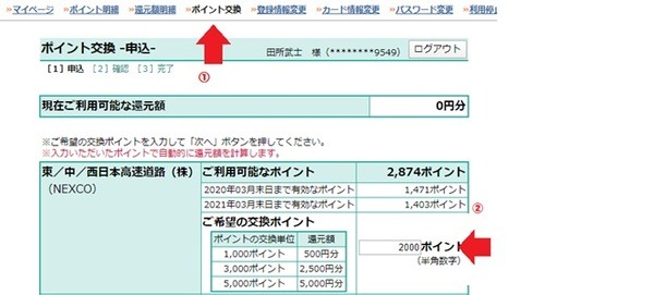 3,000ポイントあれば2,500円分還元