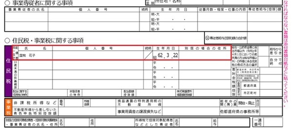 同一生計配偶者は記載されます