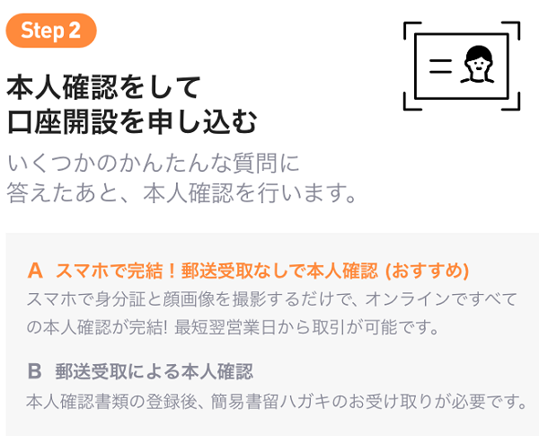 本人確認をして口座開設を申し込む