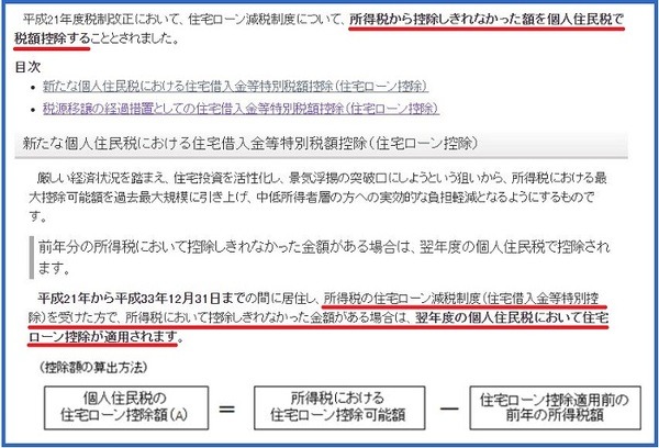 住民税での住宅ローン控除