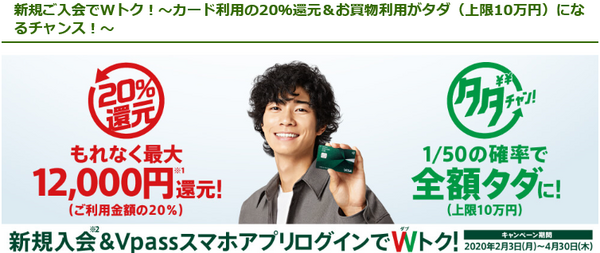 新規入会で20％キャッシュバック
